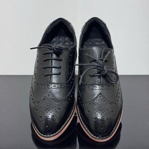 Mona Flying Women's Leather Perforated Lace-up Oxfords Brogue Wingtip Derby